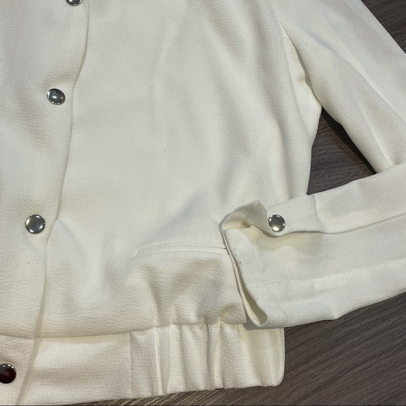 XS White Button Up Blazer Bomber Jacket Revamped - Picture 5 of 5